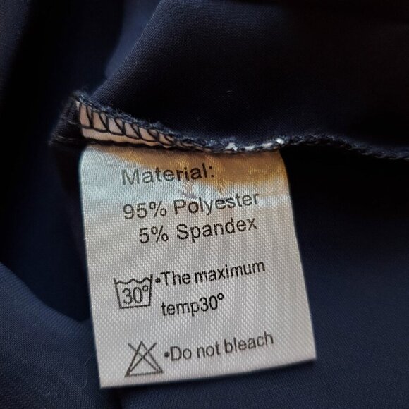 NWT TAOHUADAO SZ L Navy Blue Short Flutter-sleeve V-neck blouse top - Picture 6 of 7